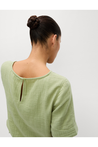 Marks & Spencer %100 Pamuklu Regular Fit Kısa Kollu Bluz
