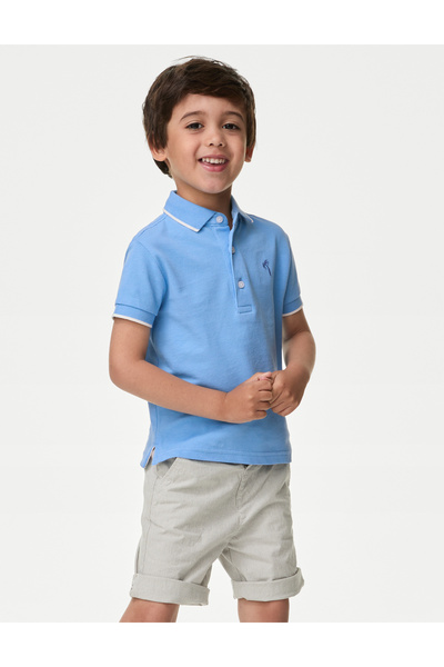 Marks & Spencer Saf Pamuklu Polo Yaka Tişört (2-8 Yaş)