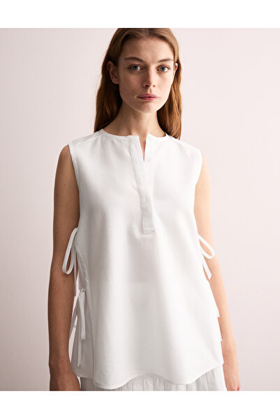 Marks & Spencer Saf Pamuklu Yandan Bağlamalı Bluz