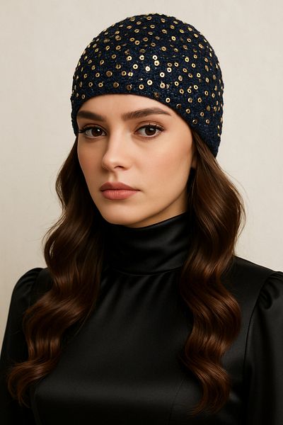 HAPPY HANDMADE Sequin Evening Dress Mesh /Cleopatra Beret/Mesh Beret/Summer Hat/Cleopatra Hat/Mesh Hat/New Trend