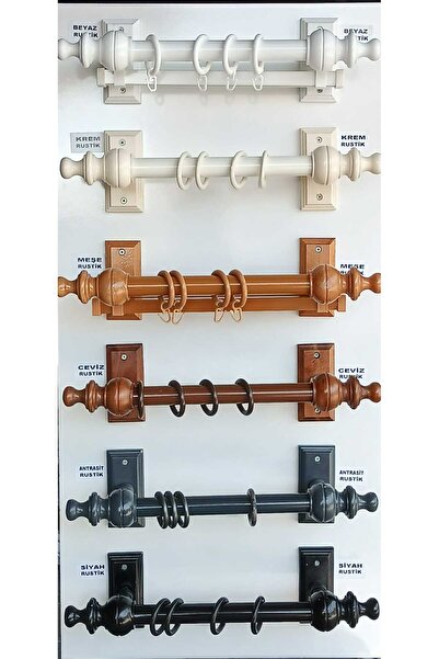 özdeğer home 150cm Meşe Rustik Raysız Perde Askısı Halkalı Korniş Perde Tutucu