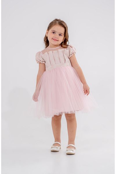 Eray Kids Βραδινό φόρεμα για κορίτσια με ζακάρ πλισέ με σχέδια