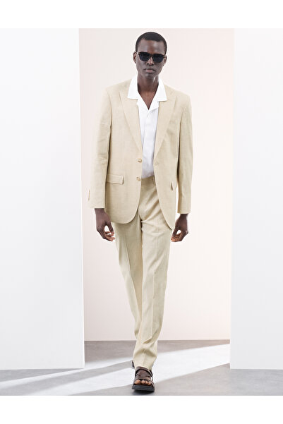 Marks & Spencer Keten Karışımlı Tailored Fit Takım Pantolonu