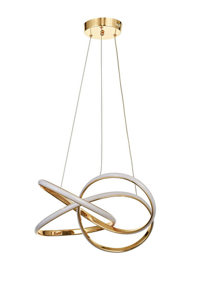 Avizemoda Larin 50 cm Dimmer Kumandalı 3 Renk Ledli (Sarı-Beyaz-Gün Işığı) Modern Sarkıt Avize - Gold