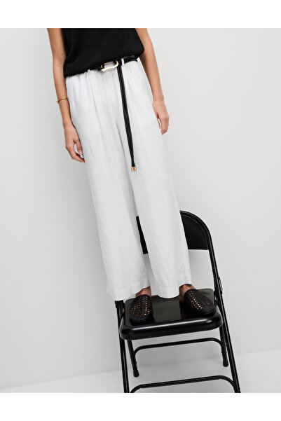 Marks & Spencer Keten Karışımlı Geniş Paça Pantolon