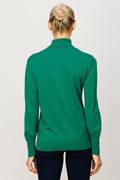 Ekol Ten Turtleneck Sleeve Ornamental Buttoned Knitwear Sweater