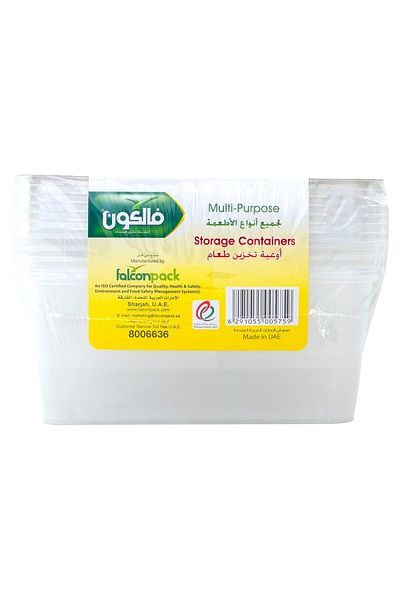 Falcon 6 Pcs Multi-Purpose Storage Containers – 500ml to 1500ml | BPA-Free Plastic