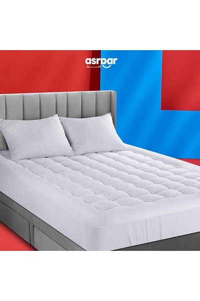 Asraar 3Piece Set|1Plush Mattress Topper 150x200cm,1 Premium Bed Sheet 150x200cm,1 Stylish Decorative Lamp