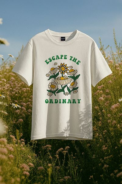 Eazy Co Унисекс тениска с къс ръкав и принт Eazy White Escape Extra Oversize