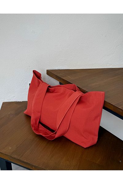 LUNAFEL Red Canvas Handbag Shoulder Bag - Waterproof Fabric - Tote Cloth Handbag and Shoulder Bag