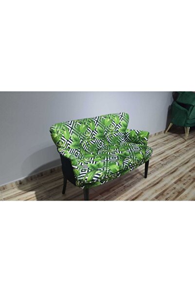 Azra Aksesuar Ikili Koltuk - Kanepe - Nubuk Kumaş - Ahşap Ayak - Modern Tasar...