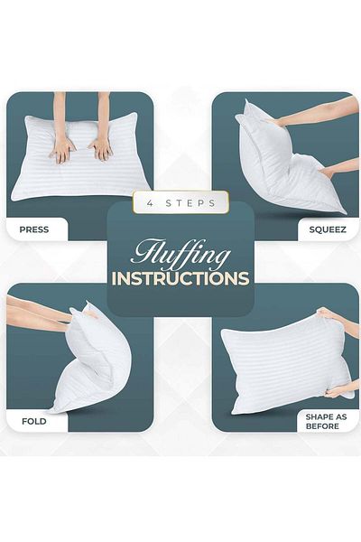 Asraar 1-Piece| Microfiber Bed Pillows 20 cm Thick With Stripes, Standard Size 1000 gr 75x50 cm
