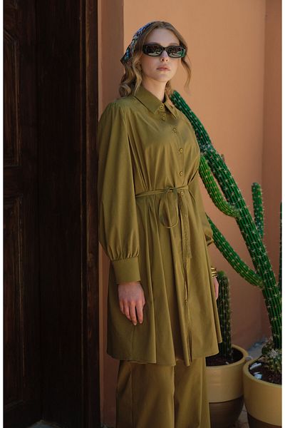 Fatma Atasoy Cămașă oversize din bumbac verde ulei