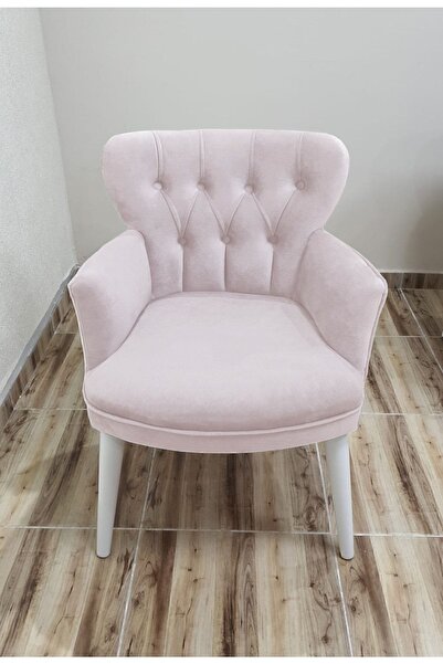 Azra Aksesuar Berjer - Tekli Koltuk - Ahşap Ayak - Nubuk Kumaş - Beyaz Ayak - Krem