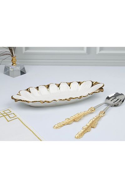 ROY KING Flora Gold Oval Deep Presentation Plate 33*14*4 cm