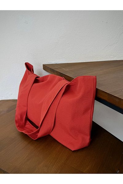 LUNAFEL Red Canvas Handbag Shoulder Bag - Waterproof Fabric - Tote Cloth Handbag and Shoulder Bag