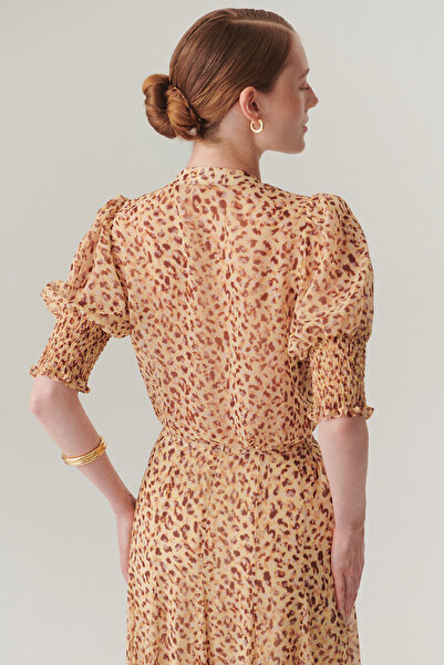 Exquise Κοντομάνικο πουκάμισο σιφόν με βολάν με λεπτομέρεια κανονική εφαρμογή