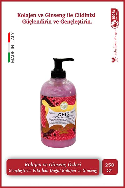 Nesti Dante Pyton Red 500ml Liquid Soap - Strengthening and Anti-Aging L Collagen and Ginseng