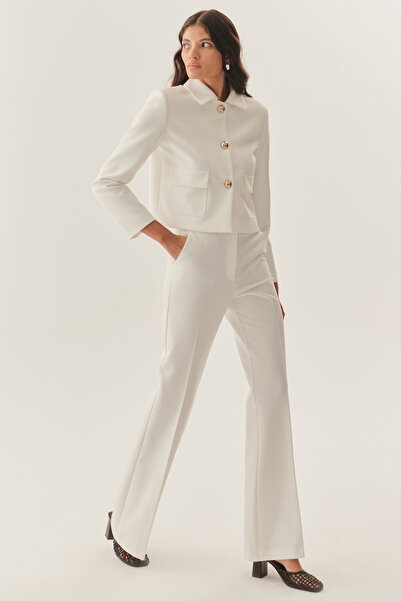 Exquise High Waist Wide Leg White Trousers