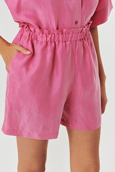 Exquise Lyocell Regular Pink Short Shorts with Elastic Waist