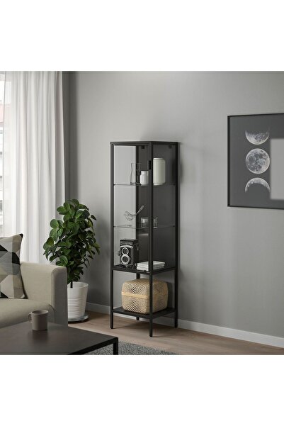 IKEA Camlı Vitrin, Çelik, Genişlik: 42 cm  Derinlik: 37 cm  Yükseklik: 155 cm