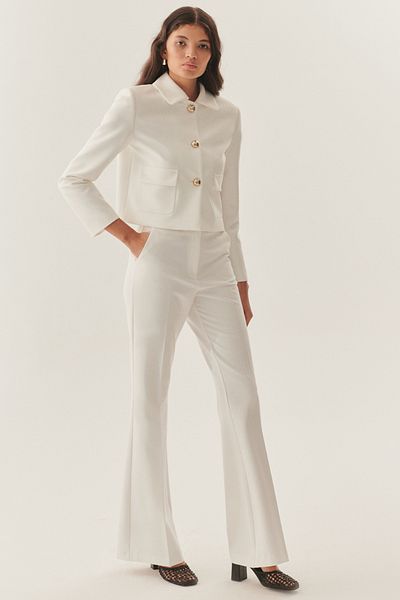 Exquise High Waist Wide Leg White Trousers