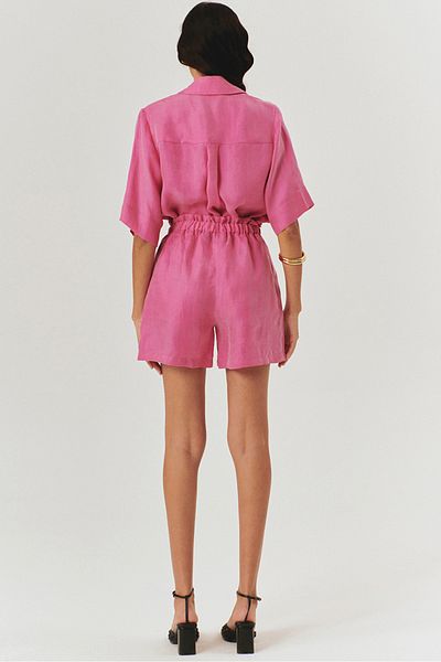 Exquise Κοντό σορτς Lyocell Regular Pink με ελαστική μέση