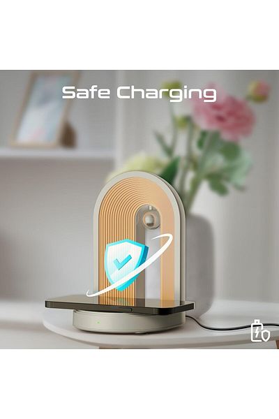 Promate LED Night Lamp with Premium 15W Qi Wireless Charger, Bluetooth Speaker, Adjustable Brightnes