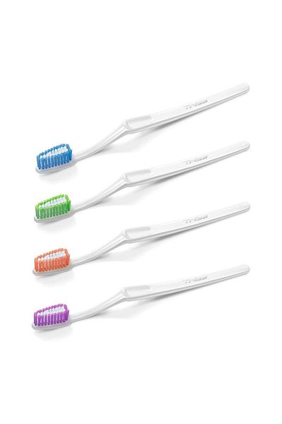 Trisa Swiss Clean Original Tooth Brushes Soft Assorted Colours 4 Pcs Gentle Gum Care,