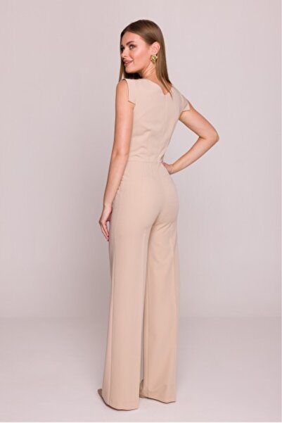 Stylove Asymmetric Neckline Jumpsuit - Beige