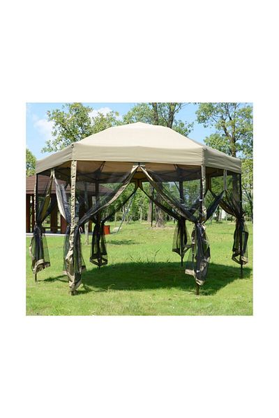 Homelux Garden Gazebo Hexagon, 6 Sides of 1.8 m, Steel Frame, Waterproof Fabric, Insect Protection with Zipp