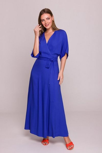 Stylove Rochie maxi înfășurată cu curea în talie - albastră
