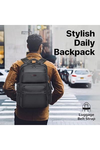 Promate 15.6-Inch Laptop Bag, High-Capacity 34 Liter, Multi-Functional Lightweight Backpack with USB