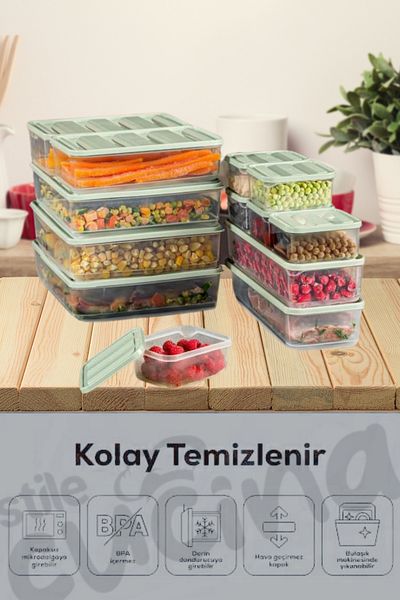 Stile Cucina 5-Piece Refrigerator Organizer Organizer Freezer Storage Container Suitable for Microwave