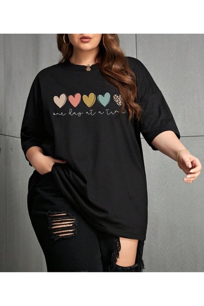 shidumanlar Unisex/Bayan Renkli Kalp Tasarım Baskılı