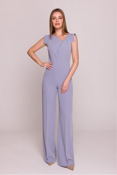 Stylove Jumpsuit with Asymmetric Neckline - Dove Grey