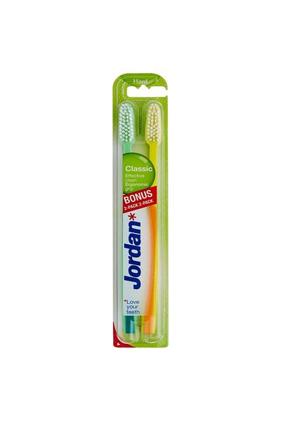 JORDAN Classic Toothbrush Medium Assorted Color Daily Plaque Removal & Gum Care, Assorted Colors, 1 Pc