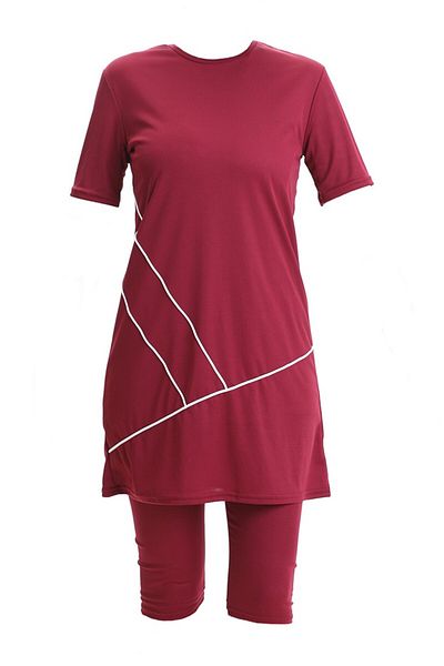 sefamerve Μαγιό πισίνας με κοντό μανίκι 2501-03 Claret Red