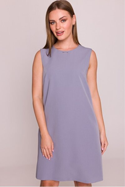 Stylove Simple sleeveless midi dress - dove color