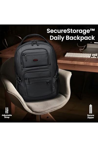 Promate High-Capacity Bag, Lightweight 15.6-inch Laptop Backpack with USB Charging Port, Secure Zipp
