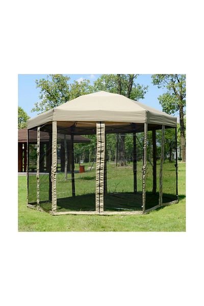 Homelux Garden Gazebo Hexagon, 6 Sides of 1.8 m, Steel Frame, Waterproof Fabric, Insect Protection with Zipp