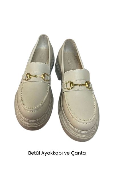 Betül Ayakkabı ve Çanta Mocasin de damă Mocasin Bej Pantofi casual