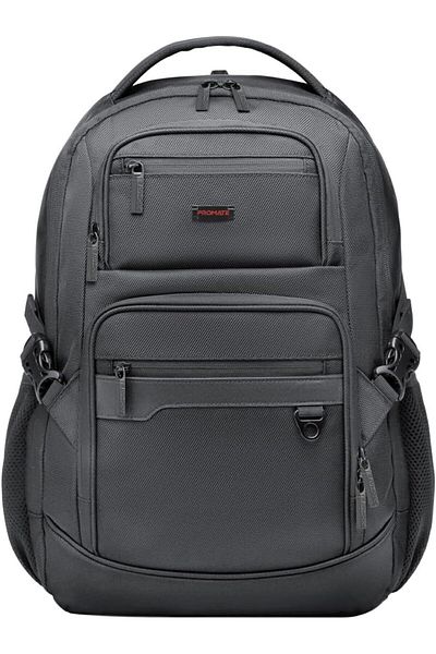 Promate High-Capacity Bag, Lightweight 15.6-inch Laptop Backpack with USB Charging Port, Secure Zipp