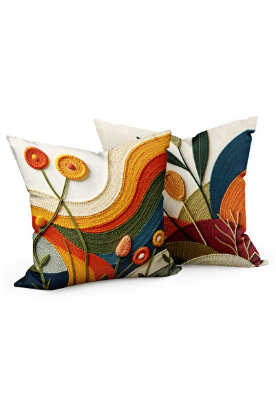 CANİLA 2 db-os SZETT - Többszínű párnahuzat szőtt és hímzett mintával, digitális nyomtatott párnahuzat