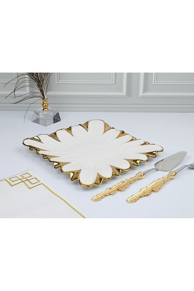 ROY KING Flora Gold Square Presentation Plate 28*28 cm