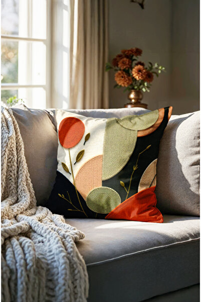 CANİLA KHAKI ABSTRAKT Pouzdro na polštář s digitálním potiskem s vyšívacím vzorem. Oboustranná sada 2 ks