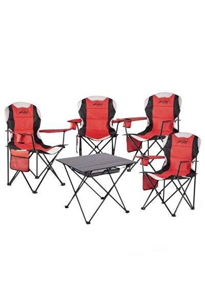 gaman Evolite Katlanır Kamp Masası + 4 Adet Evolite Katlanır Kamp Sandalyesi Bahçe Balkon Piknik Takımı