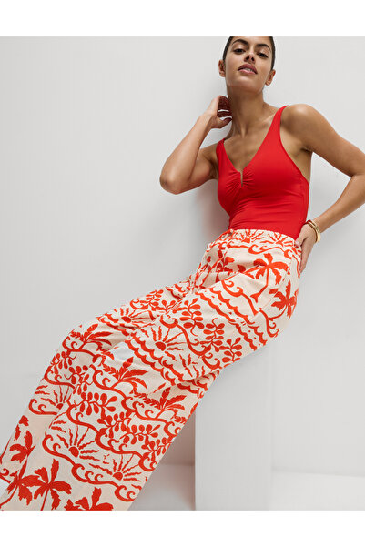 Marks & Spencer Saf Pamuklu Desenli Plaj Pantolonu