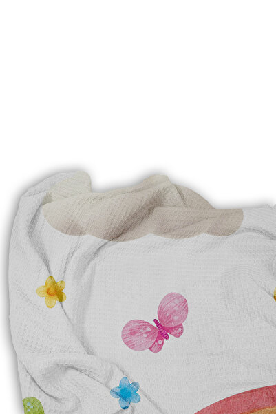 Bebişim Halı Rainbow Butterfly Single Child Pique Pillow with Case
