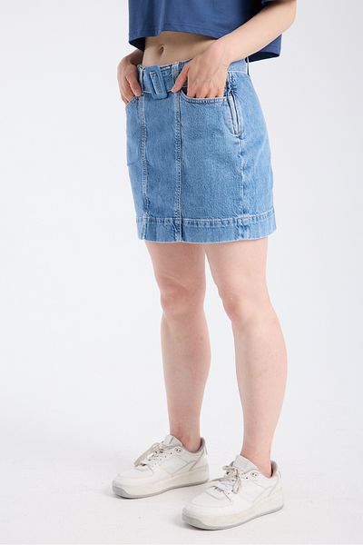 DK DOKUMACI Women's Slim Fit Denim Skirt Light Indigo